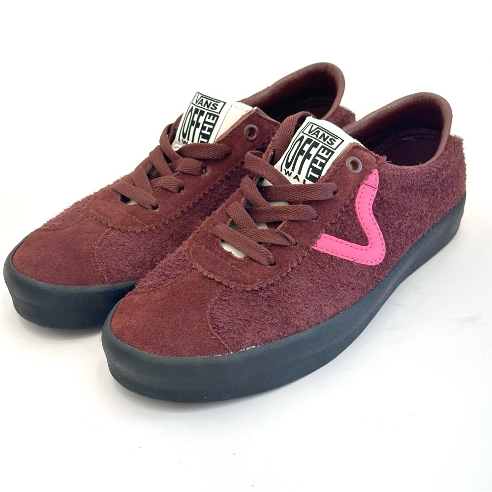 Vans Mahogany  brown and Pink low profile suede Sneakers Sz W8 M6.5